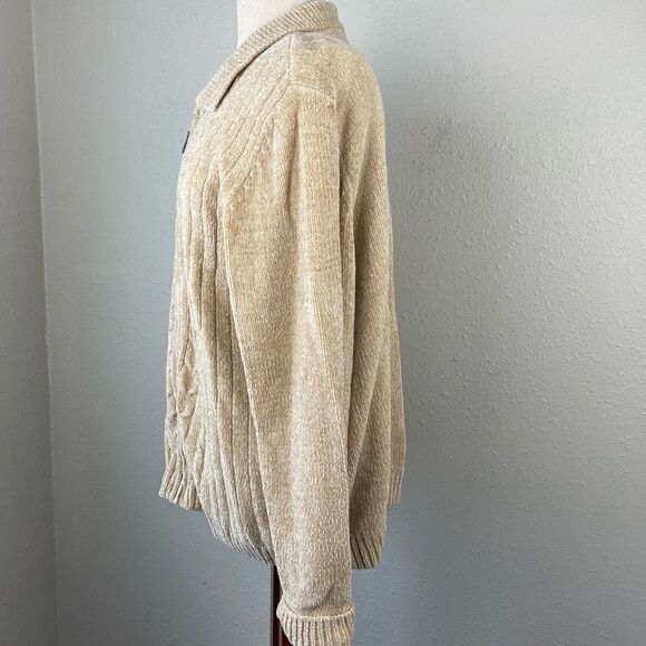 EUC Alfred Dunner Womens Zip Up Tan 100% Acrylic Cardigan Sweater Size XL - Picture 3 of 5